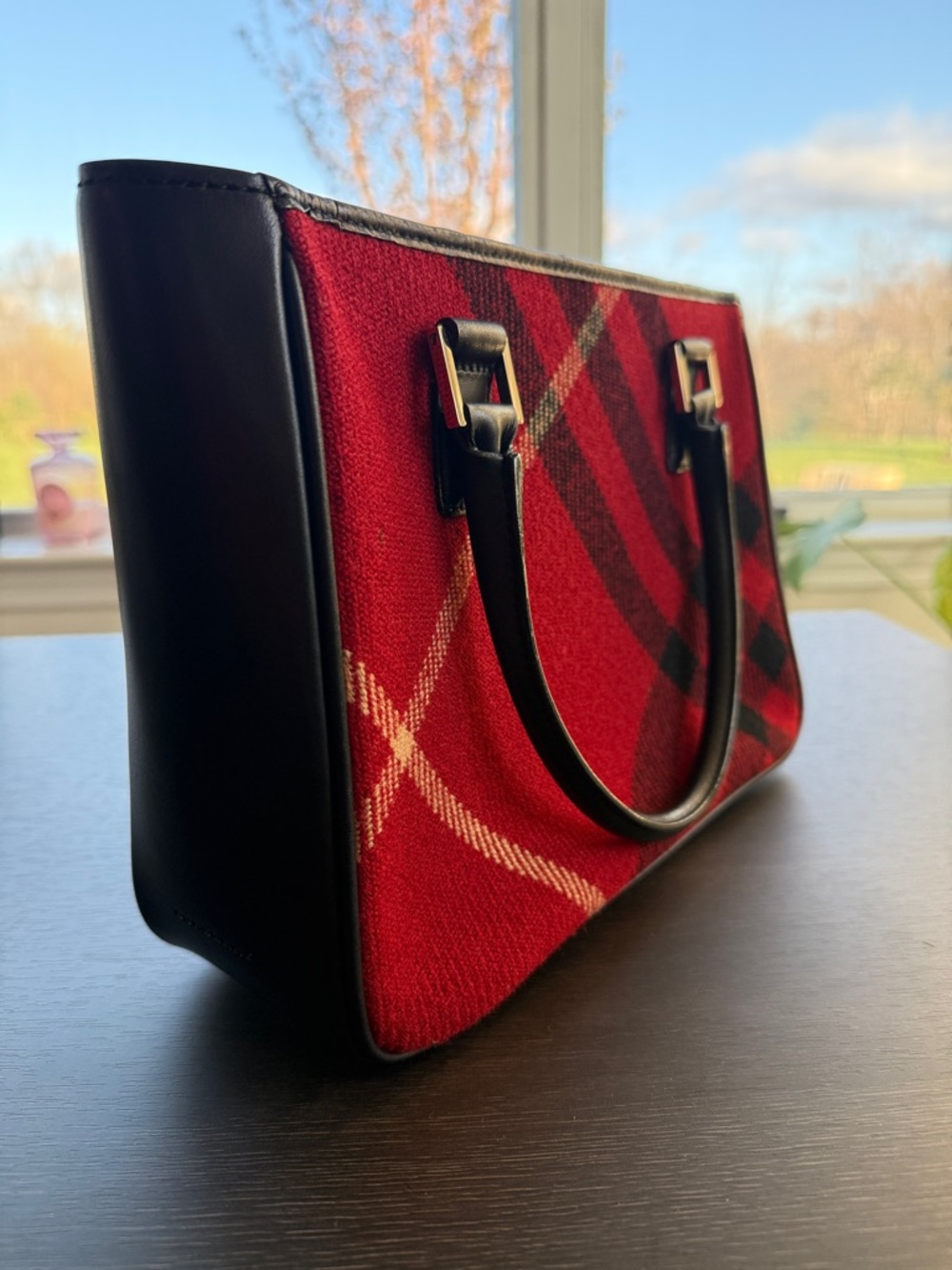 Burberry Authentic Red Plaid Women’s Top-Handle Tote Bag - Picture 5 of 13